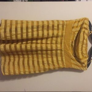 Yellow stripped strapless dress